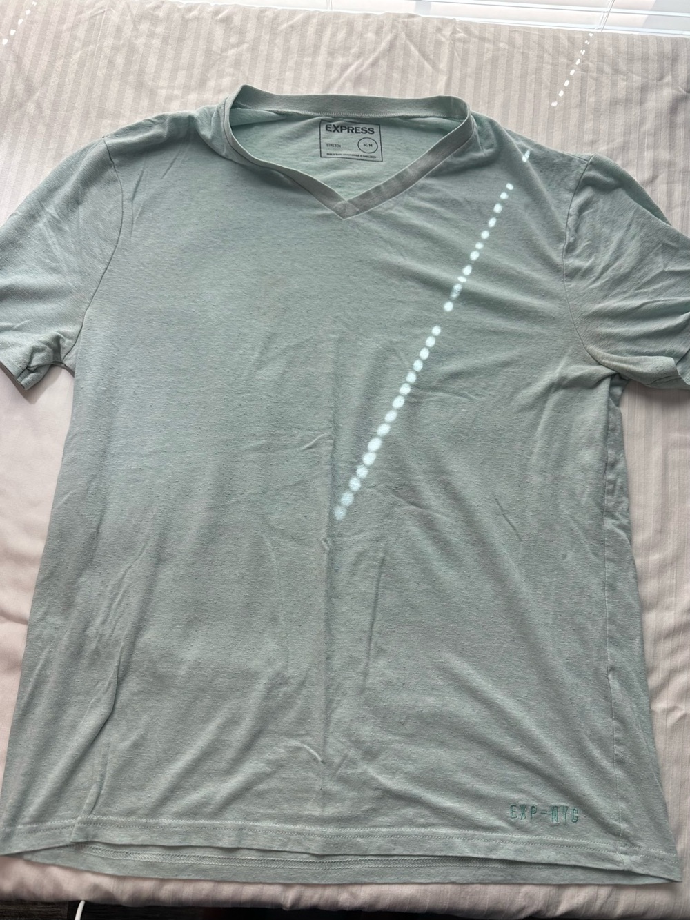 Express Men's Size Medium Sage Green V-Neck Short Sleeve Tee